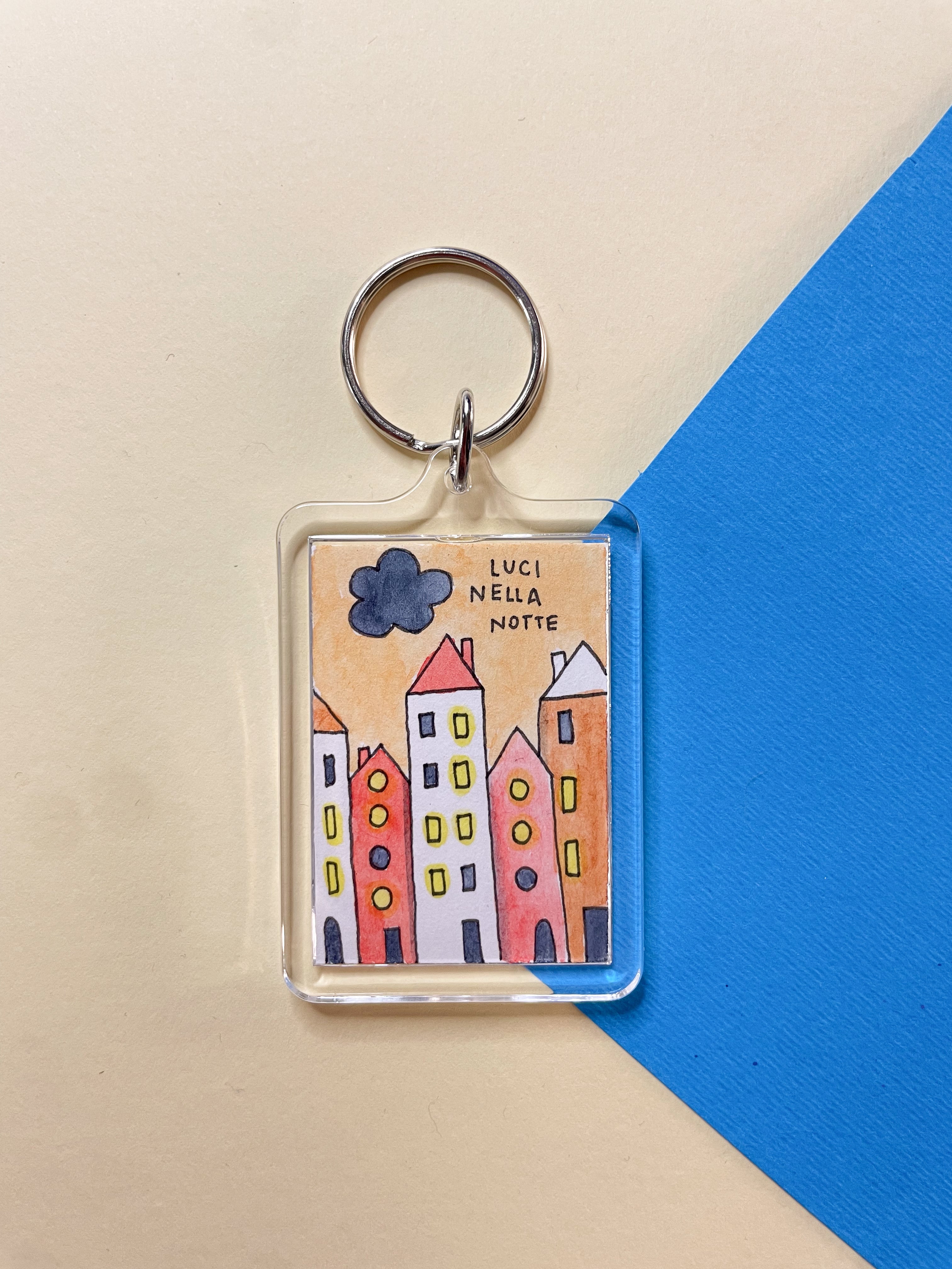 Portachiavi Illustrato - Luci nella notte