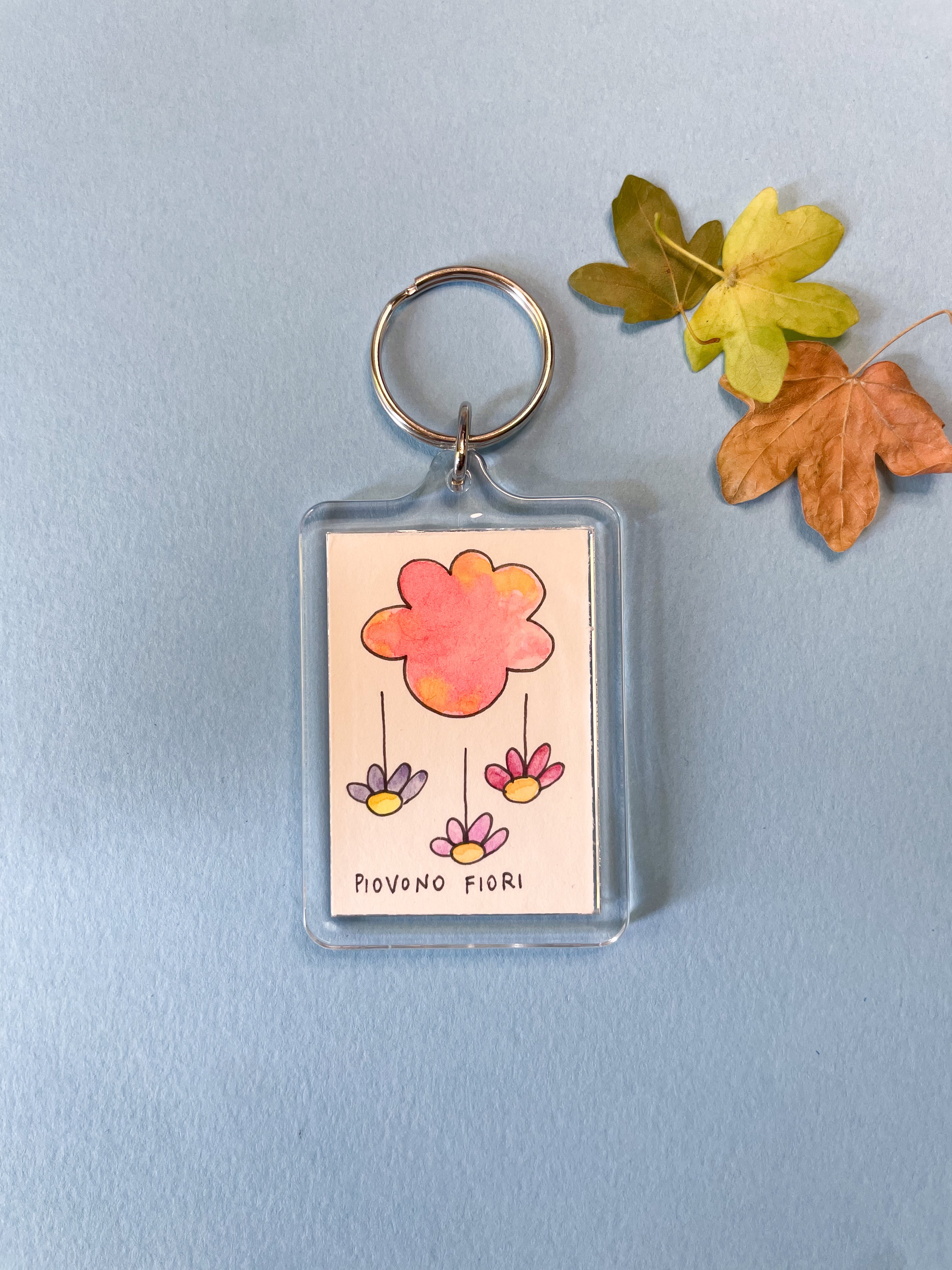 Portachiavi Illustrato - Piovono fiori