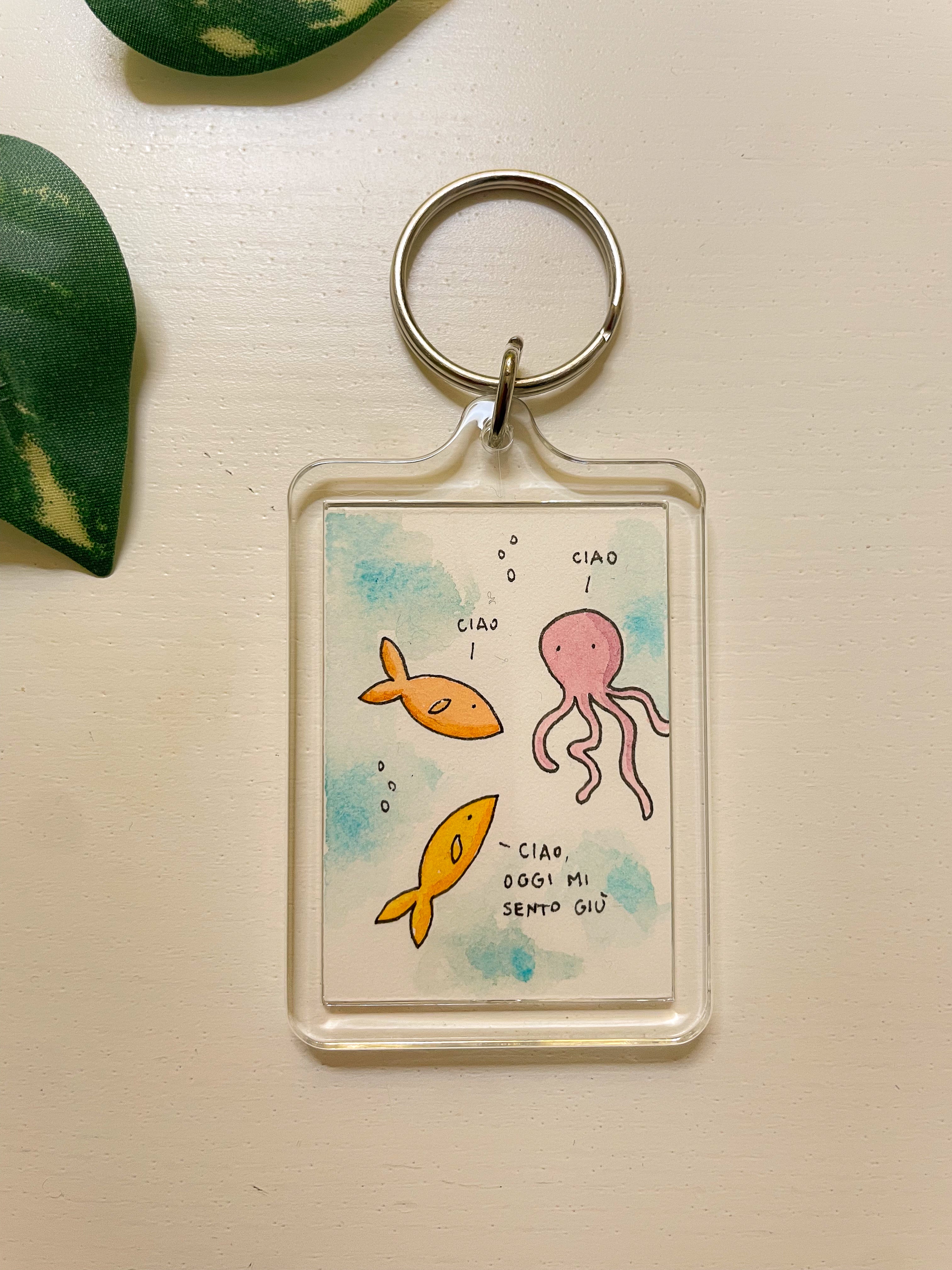 Portachiavi Illustrato - Oggi mi sento giù